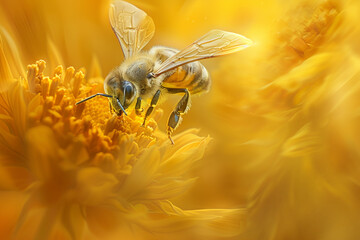 A yellow flower with a bee on it