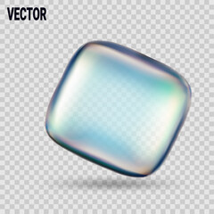 Wall Mural - 3d crystal glass element. glossy iridescent geometric shape object.