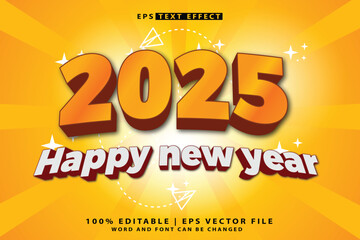 Wall Mural - Happy new year 2025 editable text effect