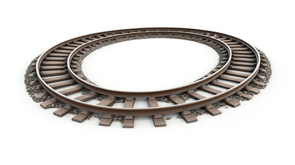 a curved train track isolated on a white background