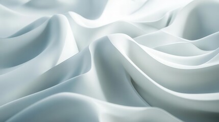 Wall Mural - abstract white sculptural waves creating a fluid organic pattern soft shadows and highlights accentuate the flowing forms resembling liquid marble in a minimalist contemporary aesthetic