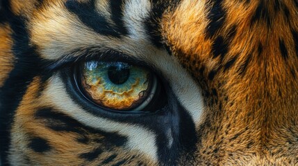 Sticker - Close-up of a Tiger's Eye with Intricate Fur Patterns