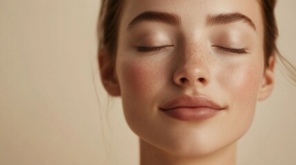 Wall Mural - Close-up Portrait of a Woman with Eyes Closed