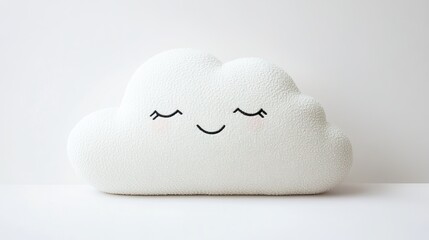 A cute cloud-shaped pillow, isolated on a white background