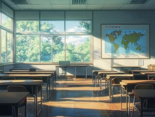 Wall Mural - Empty Classroom with a View