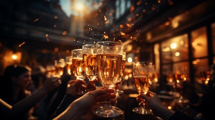 Photo of people celebrating with champagne toasts