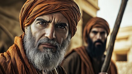 Intense Portrait of a Man with a Turban and Beard