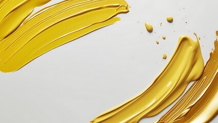 Wall Mural - Golden paint splash isolated on white background. Generative Ai.