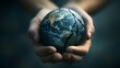 © sarana - Hand Holding Earth with Breaking Cracks: A hand holding the Earth, with visible cracks forming on the planet's surface, symbolizing environmental fragility.