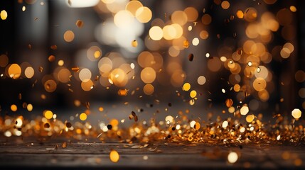 Wall Mural - selective focus.Gold confetti falling.decoration and party celebration.