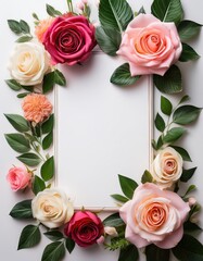 Sticker - Floral frame with roses