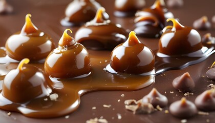 Decadent waves of melted caramel and chocolate create a luscious pastry-inspired backdrop