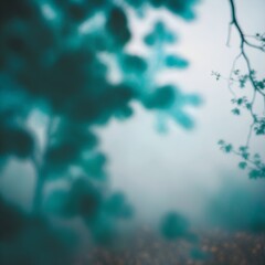 Canvas Print - abstract photograph with a blue-green tint, likely taken through a foggy or wet surface