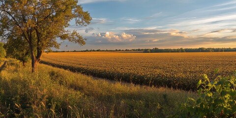 Sun-Kissed Soybean Acres Anticipating Harvest