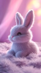 Poster - Pink and Purple Plush Bunny and Pink Background, Abstract Image, Texture, Pattern Background, Wallpaper, Cover and Screen for Smartphone, PC, Laptop, 9:16 and 16:9 Format