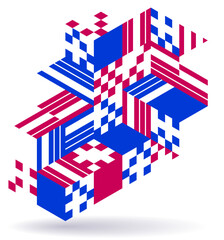 Canvas Print - 3d isometric cubic design vector geometric abstract background, modern city abstraction theme, const