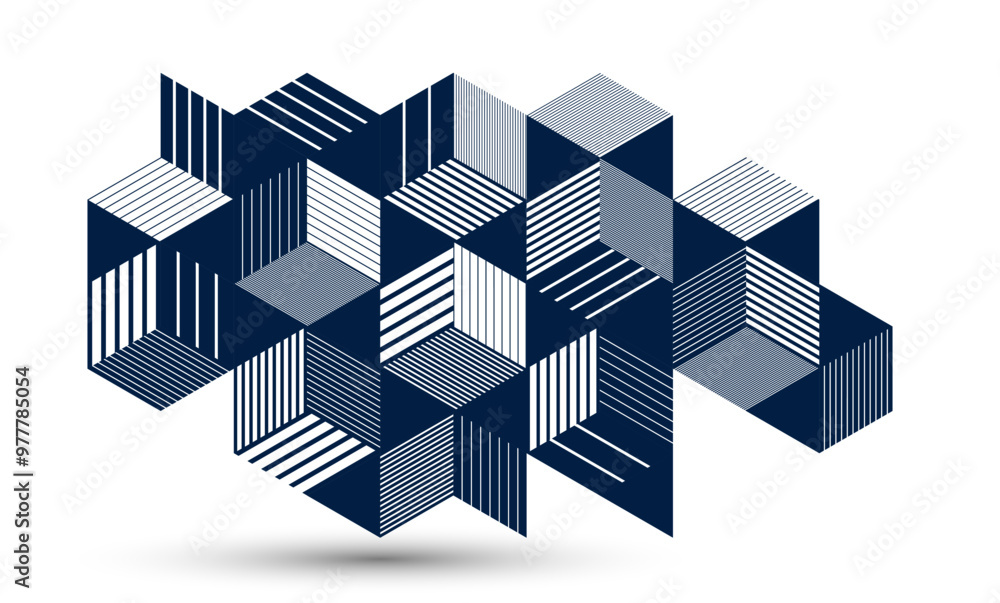Isometric 3D cubes vector abstract background, geometric abstraction ...