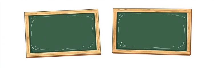 This realistic green board has a wooden frame and is blank.