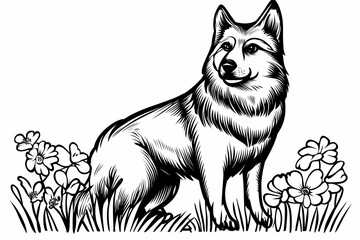 Cute coloring page featuring a playful dog for kids creativity.