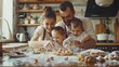 © neirfy - A joyful family engages in a delightful baking activity alongside their child, crafting sweet memories together