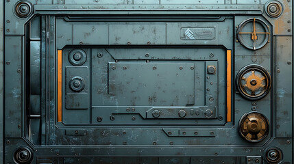 Wall Mural - futuristic metal door with intricate mechanical details. generative ai