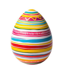 Colorful decorative egg with vibrant patterns, perfect for Easter celebrations or festive decor. PNG file, Transparent background.