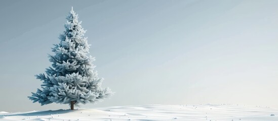 Sticker - Christmas Tree Covered in Snow. Copy space image. Place for adding text and design