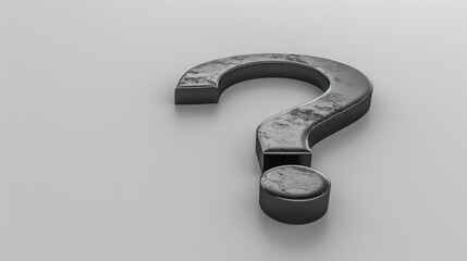 3D Render of a Metal Question Mark on a Grey Background