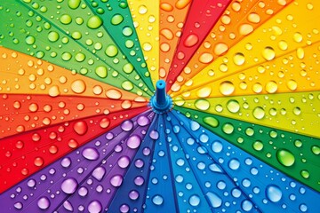 Wall Mural - subdued patterns of delicate raindrops on a colorful umbrella, suggesting coziness on a rainy da