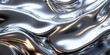 © FATNA - Close up texture of liquid shiny metal in silver gray color with highlights and shimmers. Liquid metallic texture, backdrop for web promotion.
