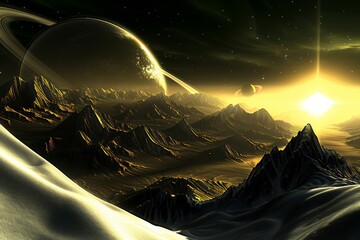Wall Mural - an image of an ethereal celestial oasis, with stars, planets, and cosmic wonders creating a breathta