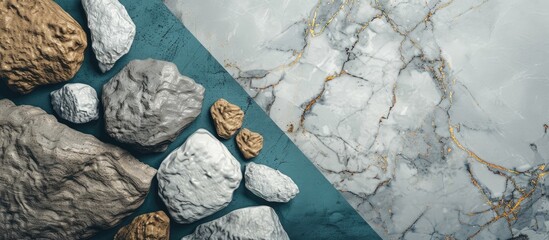 Canvas Print - New abstract design background featuring distinctive marble wood and rock textures. Copy space image. Place for adding text and design