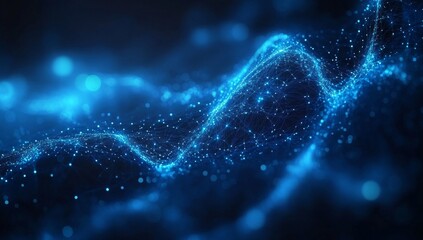 Wall Mural - blue abstract background with a network grid and particles connected.