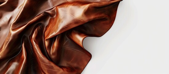 Poster - texture of natural brown folded leather set against a white background. Copy space image. Place for adding text and design