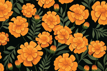 Sticker - Vibrant marigold floral pattern