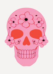 Wall Mural - Colorful floral skull illustration