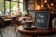 © mitarart - Free Wi-fi Written in Chalk on a Cozy Cafe Chalkboard