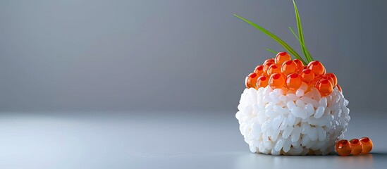 Poster - Salmon roe rice ball for Japanese cuisine image. Copy space image. Place for adding text and design