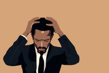 Man stressed business suit illustration