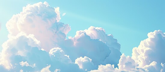 Sticker - Beautiful blue sky with fluffy white clouds in the background. Copy space image. Place for adding text and design