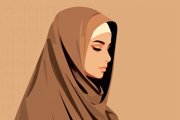 Wall Mural - Elegant woman wearing hijab illustration