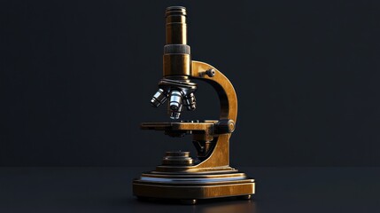 Golden Microscope on Black Background