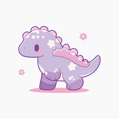 Poster - Cute purple dinosaur illustration