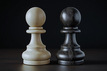 Two chess pawns facing each other symbolizing opposition and competition