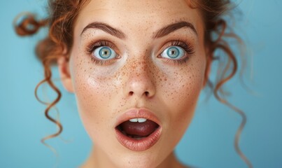 Wall Mural - A shocked woman with open mouth