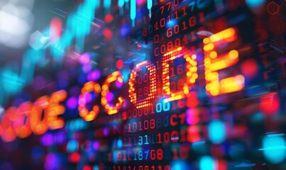 Digital stock chart background with word 