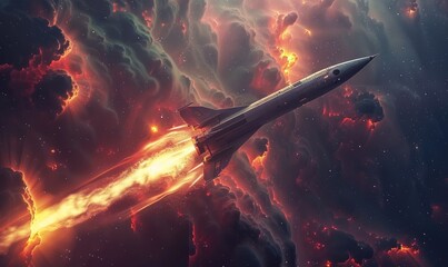 Wall Mural - hypersonic missile in high speed flight