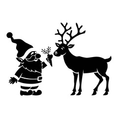 Wall Mural - Santa Gnome and Reindeer