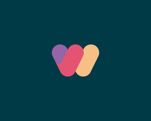 Wall Mural - a letter w logo from simple abstract colorful shapes. creative monogram initial vector sign logotype