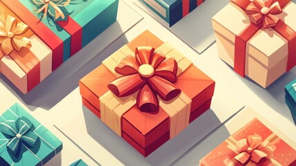 Sticker - A Collection of Colorful Gift Boxes with Ribbons